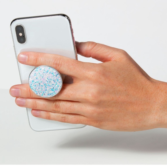 POPSOCKET White Crushed Glitter Sparkle Bling Premium PopGrip Phone Stand - Picture 6 of 8